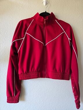 Red cropped track jacket y2k